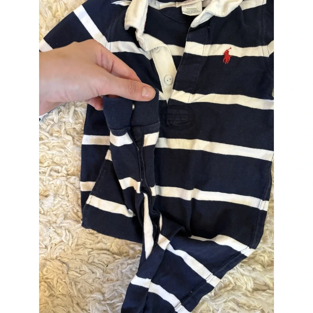 Ralph Lauren Baby One Piece Striped Rugby 9 Months Preppy